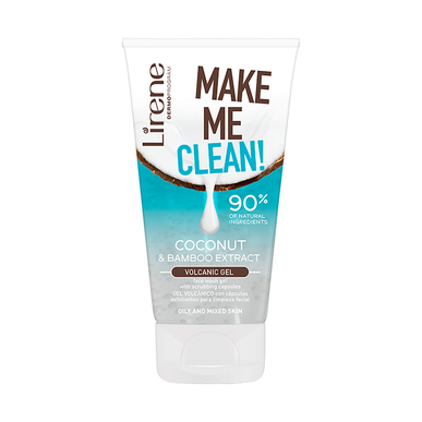 Lirene Make Me Clean Coconut Bamboo Volcanic -kuorintapuhdistusgeeli sekaiholle ja rasvoittuvalle iholle 150 ml