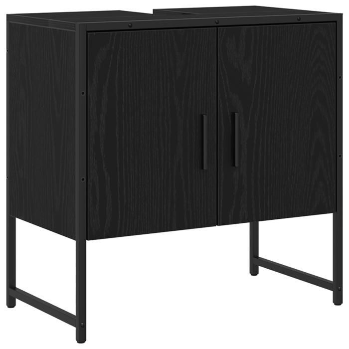 Conjunto de muebles de baño - Roble negro - 3 piezas - Madera de ingeniería - Estilo contemporáneo