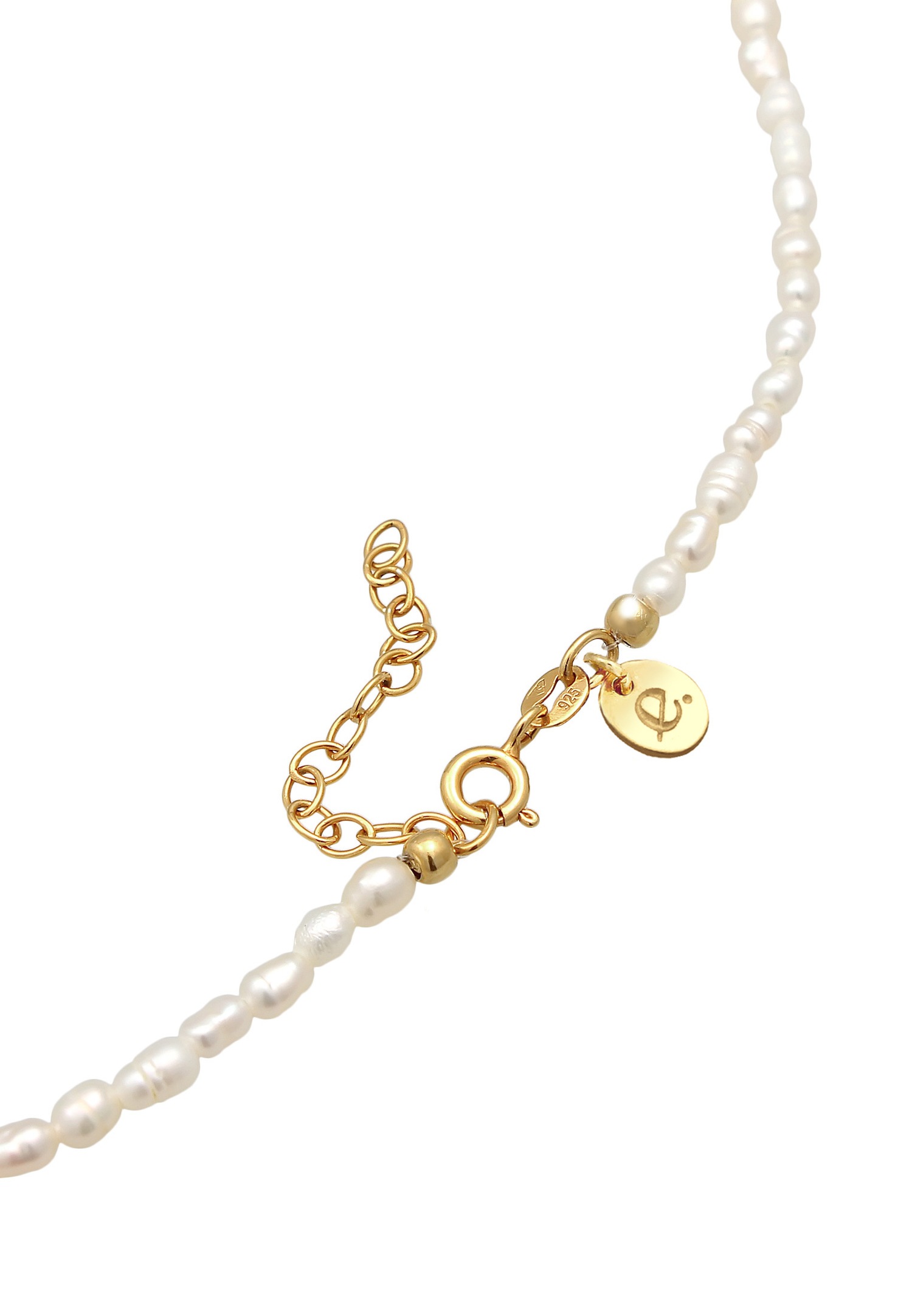 Elli PREMIUM Femmes Choker Classique Tendance avec Perles de Culture d'Eau Douce en Argent Sterling 925 Plaqué Or