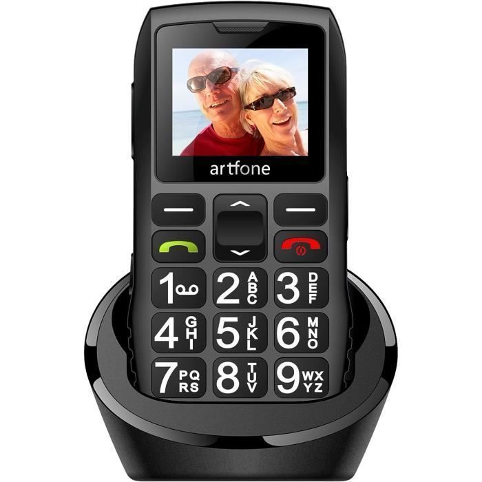 Artfone C1+ Sbloccato, telefono cellulare senior con tasti grandi | Pulsante SOS | Radio FM | Batteria da 1400 mAh | Base di ricarica