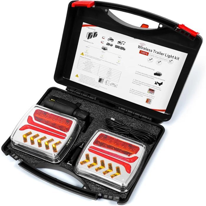 Luces LED inalámbricas para remolques, luces LED magnéticas recargables, impermeables, instalación sin herramientas para remolques agrícolas.
