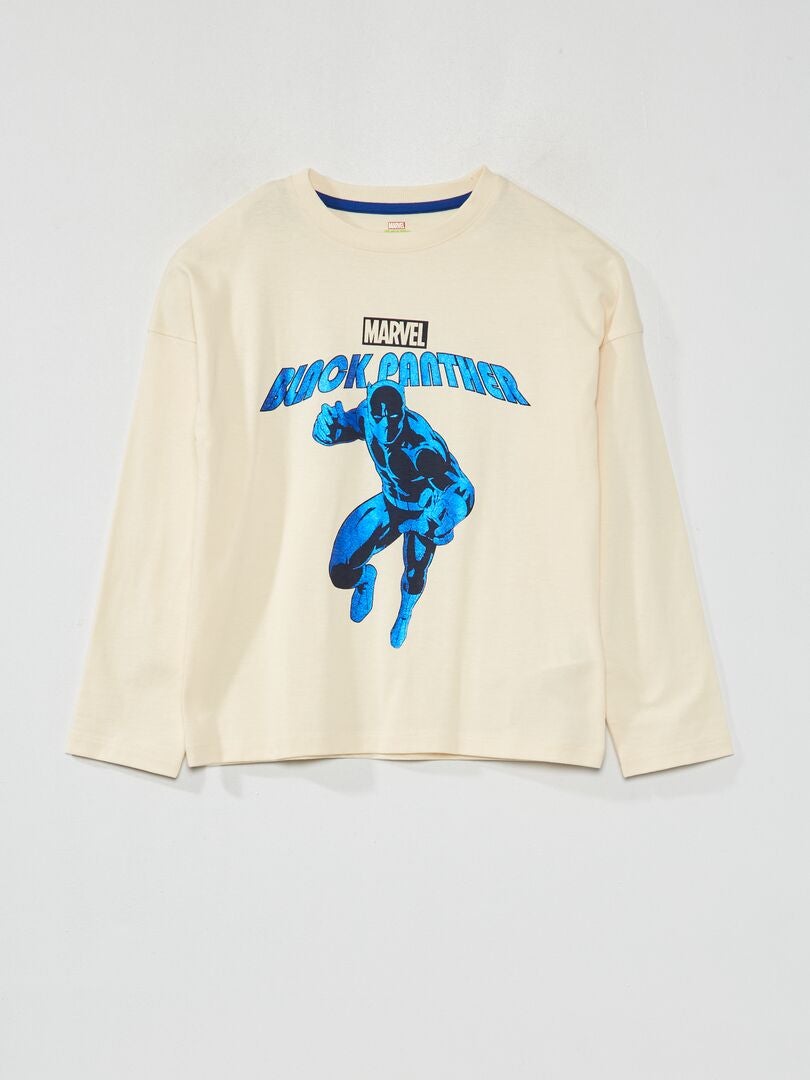 Camiseta de manga comprida com estampa 'Marvel' - BEGE