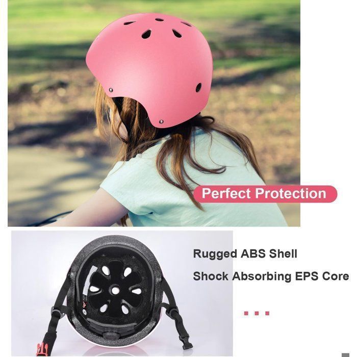 Casco de bicicleta infantil - Equipo de protección deportiva - Ajustable y transpirable - Para niños y niñas de 3 a 8 años - Rosa