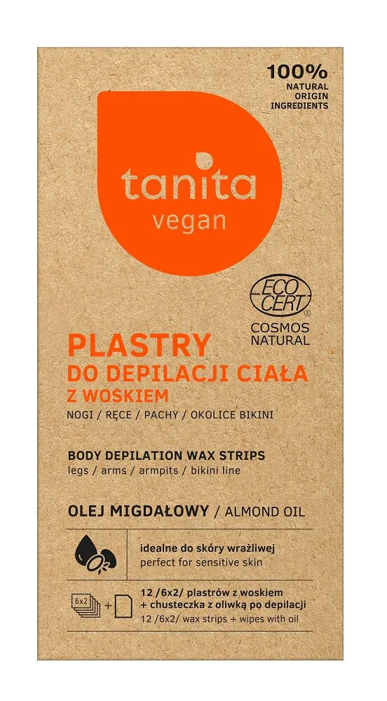 Tanita Vegan Plastry do Depilacji Ciała z Woskiem Ecocert