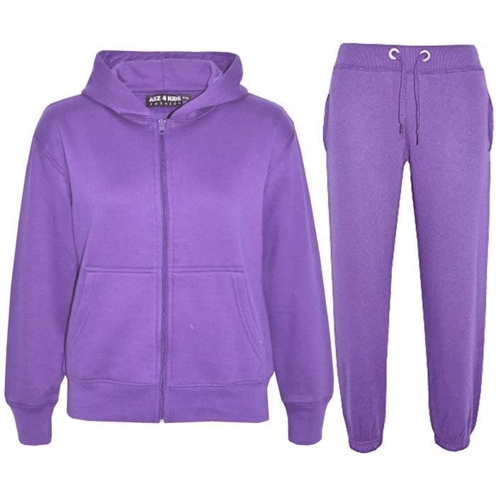 Conjunto de chándal con capucha y pantalón de jogging para niñas, color lila - Edades 2-13 - Manga larga