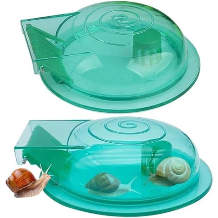 Lot de 2 pièges à escargots en plastique transparent pour aquarium, 17 x 12,3 x 3 cm.