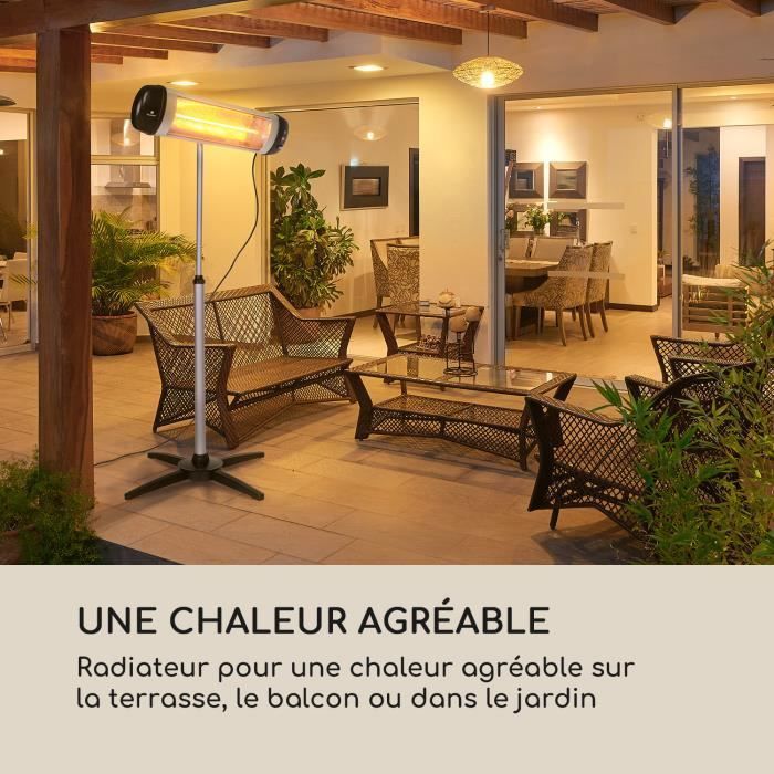 Calefactor eléctrico para patio - Blumfeldt - Calefactor infrarrojo exterior ajustable 2500/1650/850 W