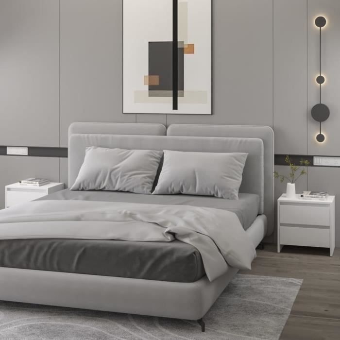 vidaXL Tables de chevet 2 pcs Blanc 45x34,5x44,5 cm Aggloméré
