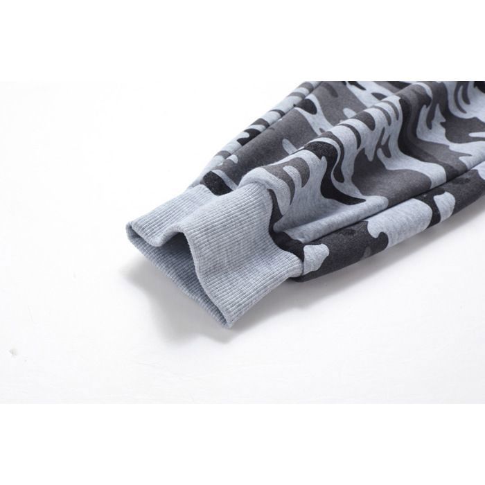 Chándal de dos piezas para hombre con capucha y estampado de camuflaje, para entretiempo, color verde.