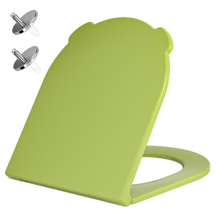 Asiento de inodoro silencioso AquaWise, resina Duroplast, taza de inodoro con cierre suave, antibacteriano, fácil de limpiar, fácil de quitar, verde.