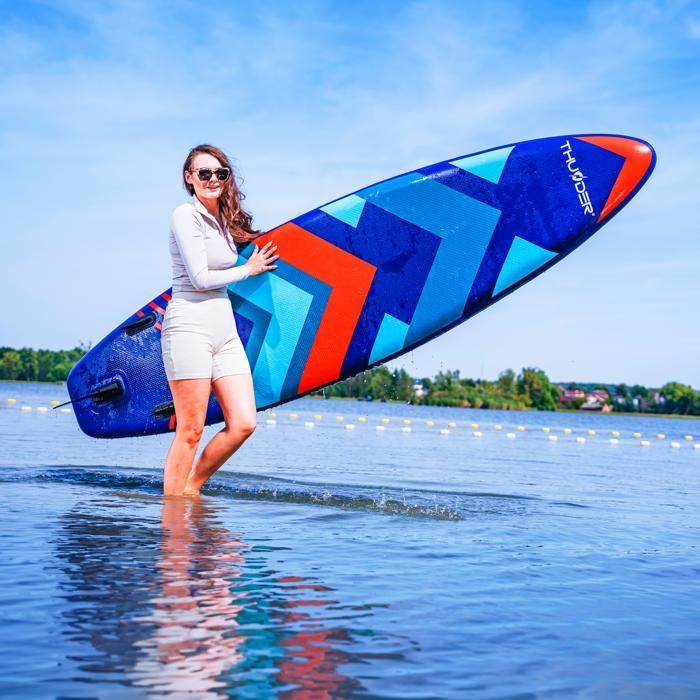 Tabla de paddle surf THUNDER® STRIPES de 320 cm | Hinchable | Antideslizante | Mochila | Accesorios completos | Kit de reparación