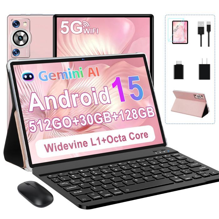 DEERTIME Touch Tablet 10,1 inch - Android 15 - 30 GB RAM + 128 GB ROM (512 GB TF-kaart) - 8000 mAh - Widevine L1 - GPS - draagbare 2-in-1