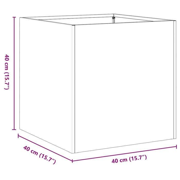 vidaXL Maceta negra de 40x40x40 cm, acero laminado en frío, maceta, soporte para plantas, jardinera elevada, soporte 860661