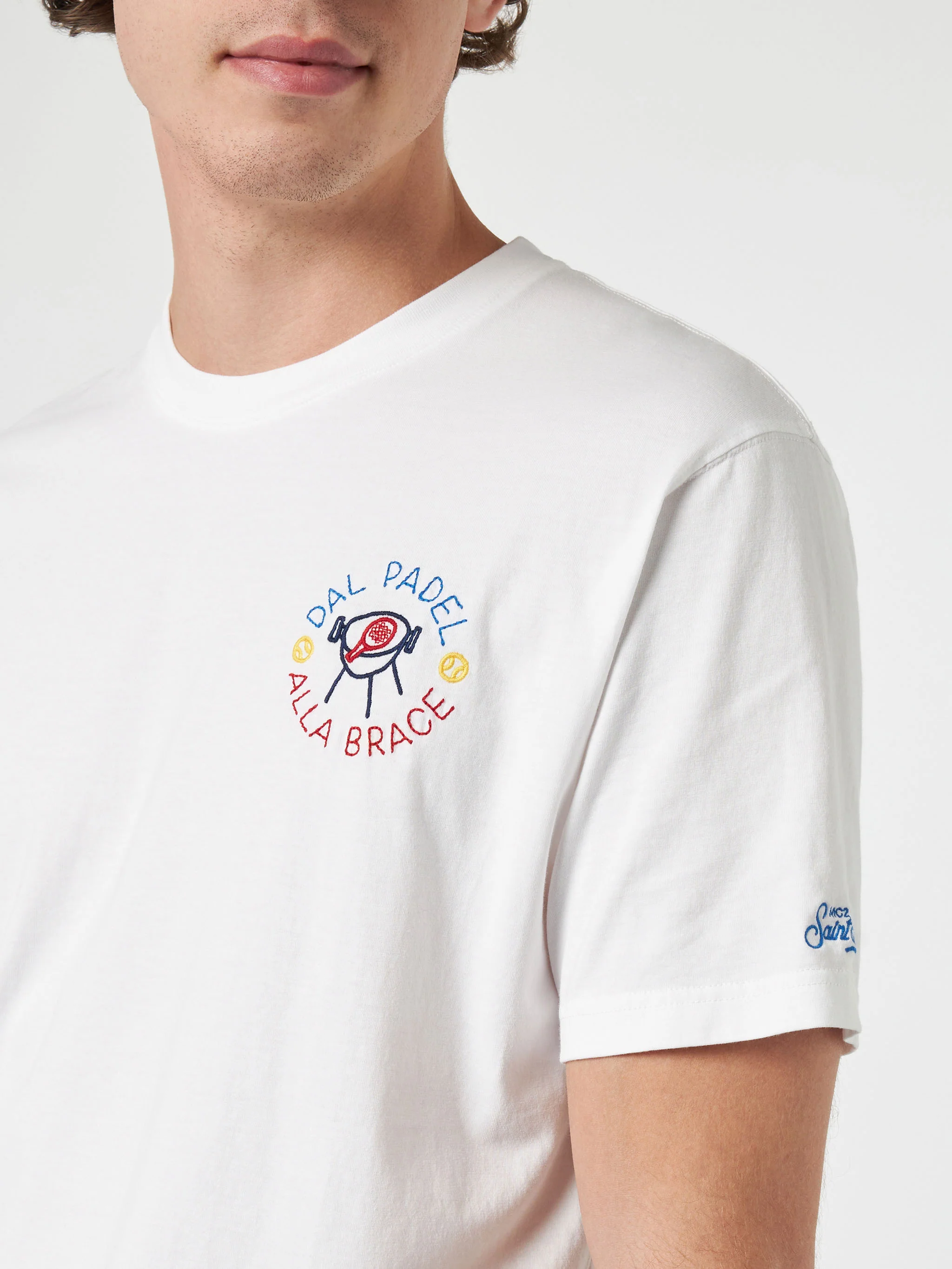 Klassiek Portofino katoenen jersey T-shirt voor heren met borduurwerk van