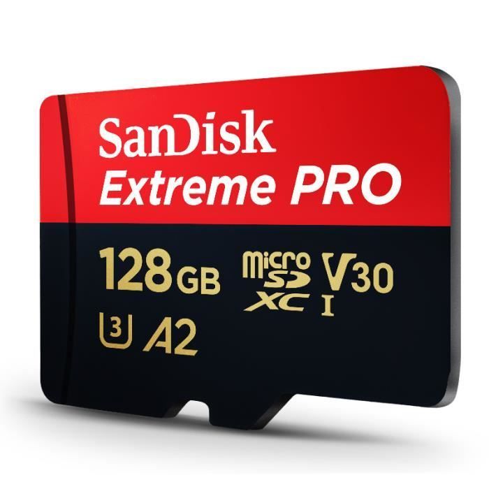 Carte mémoire - Sandisk - Extreme Pro - 128 Go - microSD - Adaptateur SD inclus