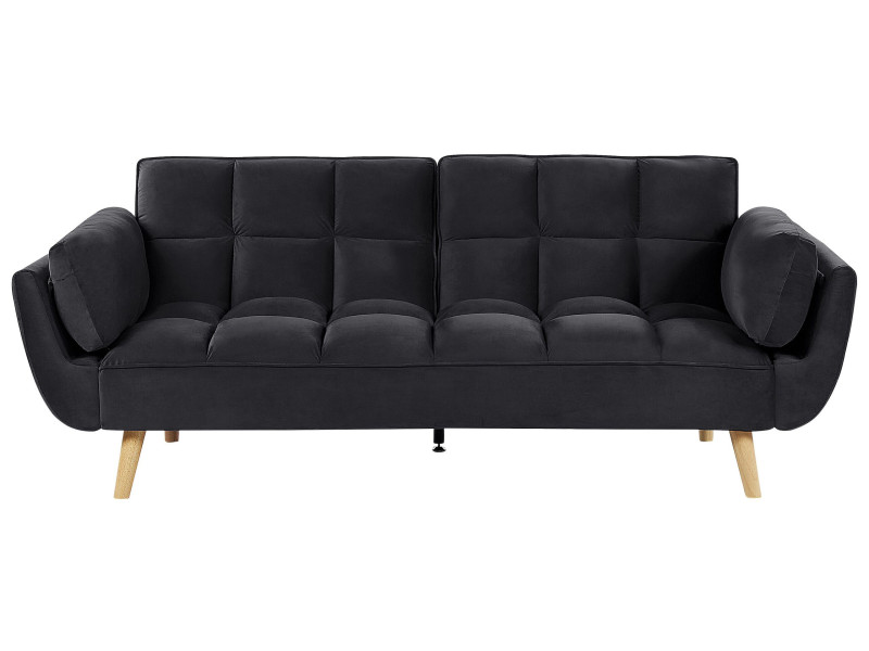 Sofa rozkładana welurowa kanapa czarna