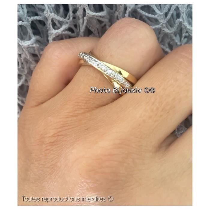 Bague - BIJOUXIA - 3 anneaux ZIRCONIUM - Plaqué or - Femme