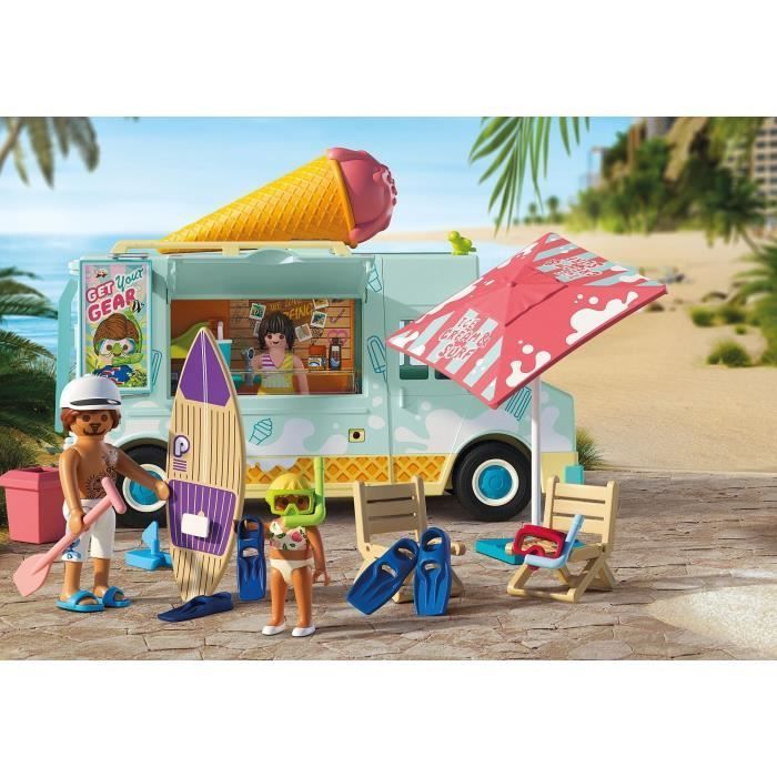 Playmobil 71904 Ice Cream Truck & 3 Figures, My Life Beach Vacation, Retro 1950s Design, 101 Pieces, Ages 4+