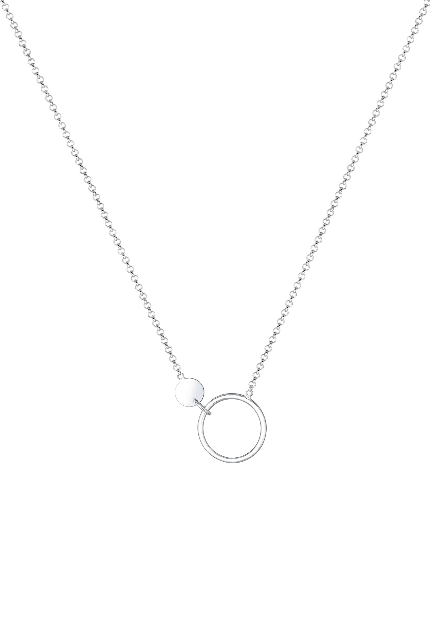 Elli Pendentifs Plaquettaire Cercle Geo Minimal Collier Femme - (925/1000) Argent