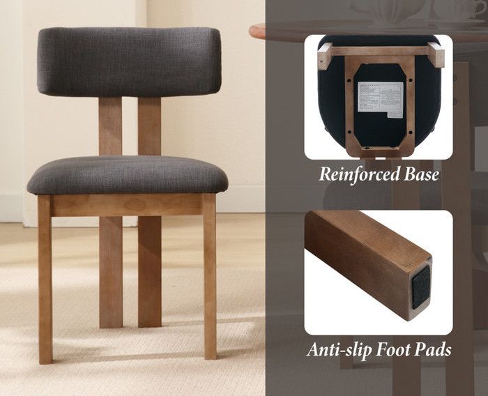 Sedie da pranzo Chairus, set da 2, sedie da pranzo in legno, sedie da cucina per soggiorno e sala da pranzo, colore lino, grigio