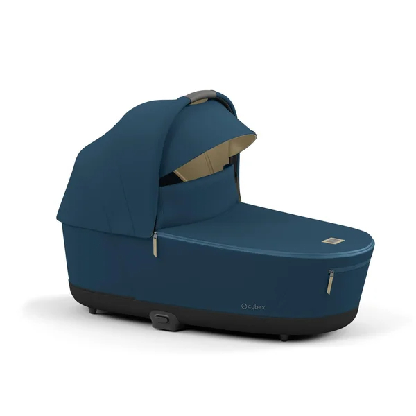 Carrinho de bebê Cybex Priam V4 azul montanha, estrutura cromada preta