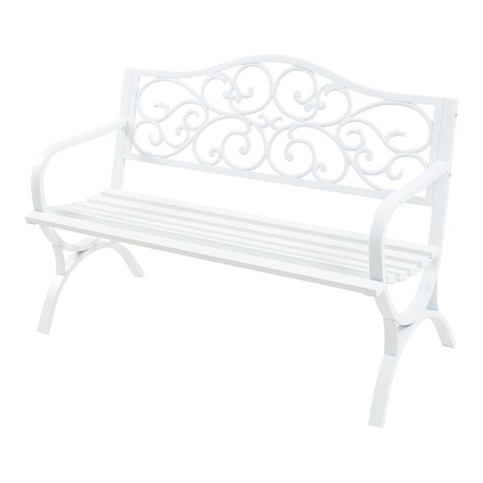 Banc de jardin Utav 127 x 53 x 79 cm acier blanc