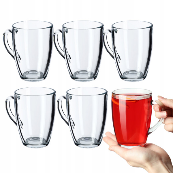Szklanki 350ml Zestaw 6szt Do Herbaty Kawy z Uchem