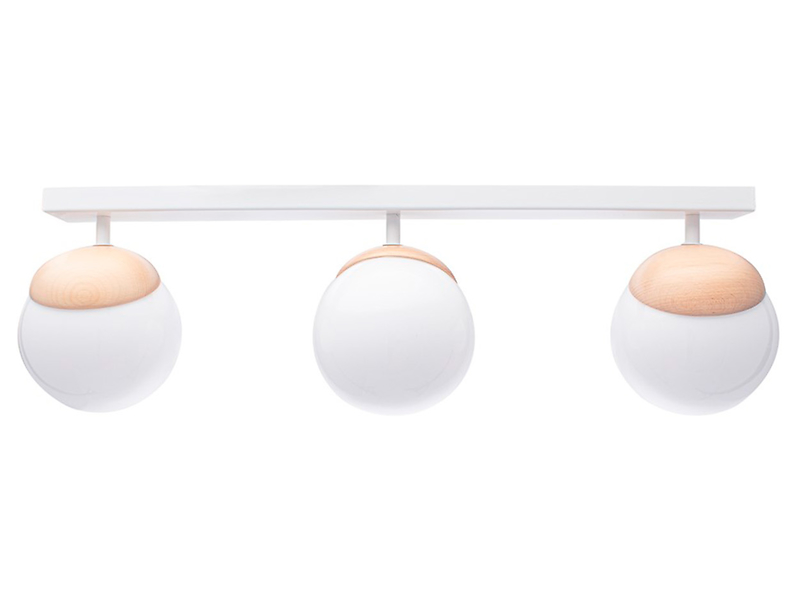 Lampa sufitowa Sfera Wood 3-punktowa metalowa biała