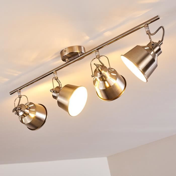 Plafondlamp - HOFSTEIN - Safari - Geborsteld chroom metaal - 4 verstelbare spotjes - E14 max. 40W