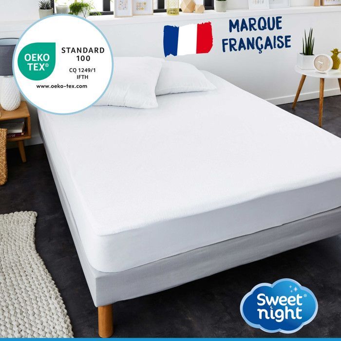 Sweetnight - Protège matelas 140x200 cm | Bouclette en Coton | Alèse Imperméable et Absorbante | Respirant et Silencieux