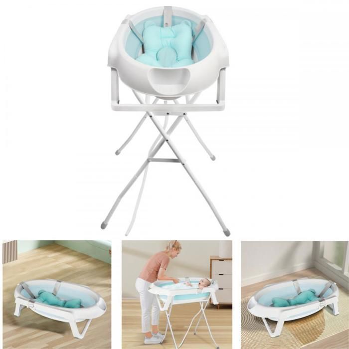 Vaschetta da bagno pieghevole per neonati con supporto - XUANYU - Portatile - Antiscivolo - Per neonati fino a 3 mesi - Verde