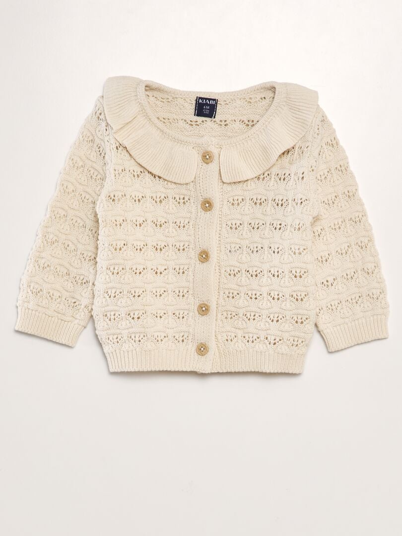 Åpen strikket cardigan - BEIGE