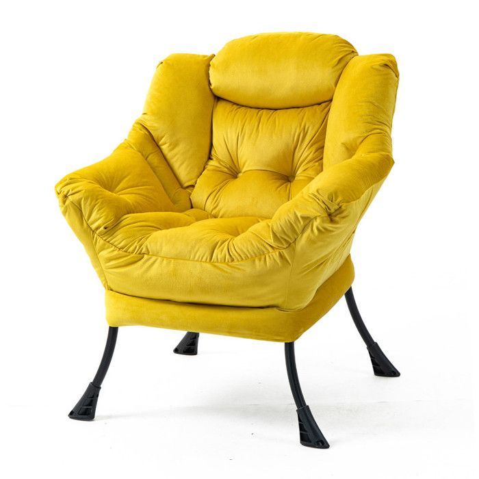 Fauteuil relax 75 x 80 x 85 cm, fauteuil à bascule en métal avec poches latérales, fauteuil d'allaitement minimaliste, jaune