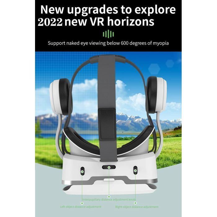 Visore per realtà virtuale - ZGEER - Compatibile con smartphone da 4,7 a 7,2 pollici - Bianco - Visione 3D - Angolo di visione di 120°
