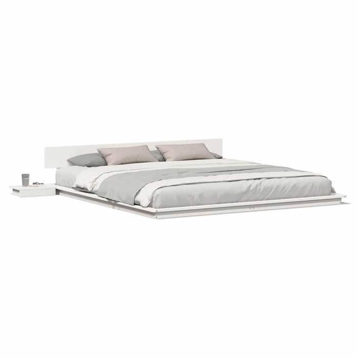 Cama doble CHIC para adultos - Estructura de cama de 200 x 200 cm, color blanco, madera #Sara90265