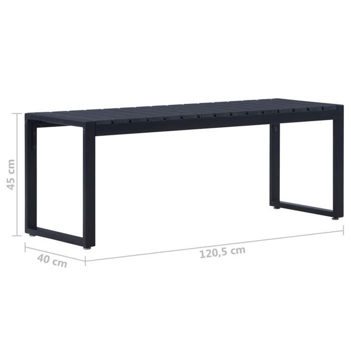 ¡Gran oferta! Banco de jardín JILI HOT - 2 plazas - Panel de poliestireno negro de 120,5 cm - Para uso en exteriores/parques Thome2773968