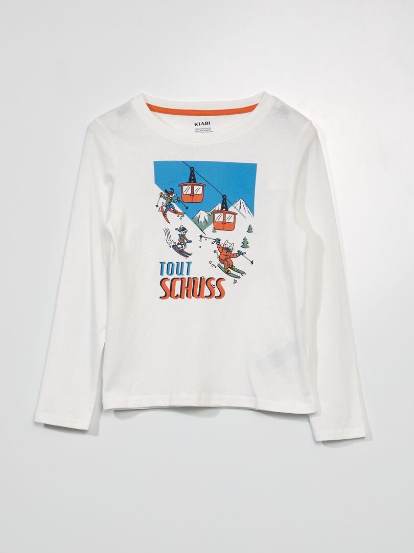 Camiseta de manga comprida estampada - BRANCA