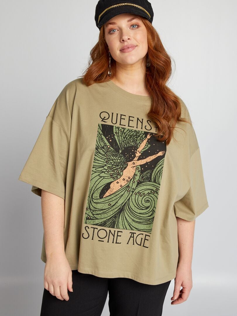 Camiseta de gola redonda 'Queens of the Stone Age' - VERDE