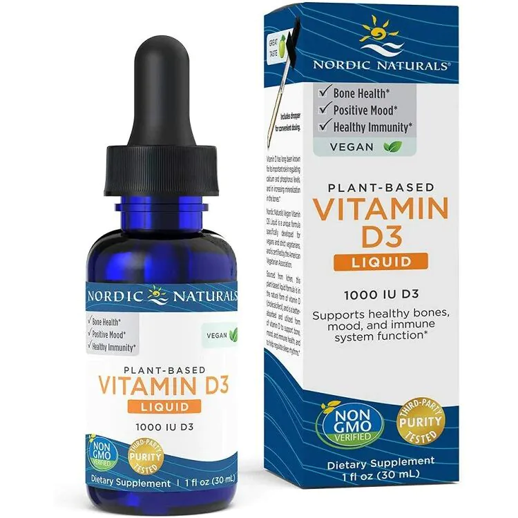 Nordic Naturals Vitamin D3 Vegan 1000 IU, Suplement diety z witaminą D3, Krople