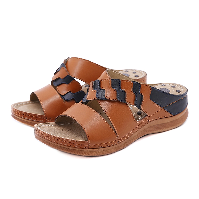 New thick soled slope heel slippers European and American fashion hollow summer female gladiator beach slippers T2730 1