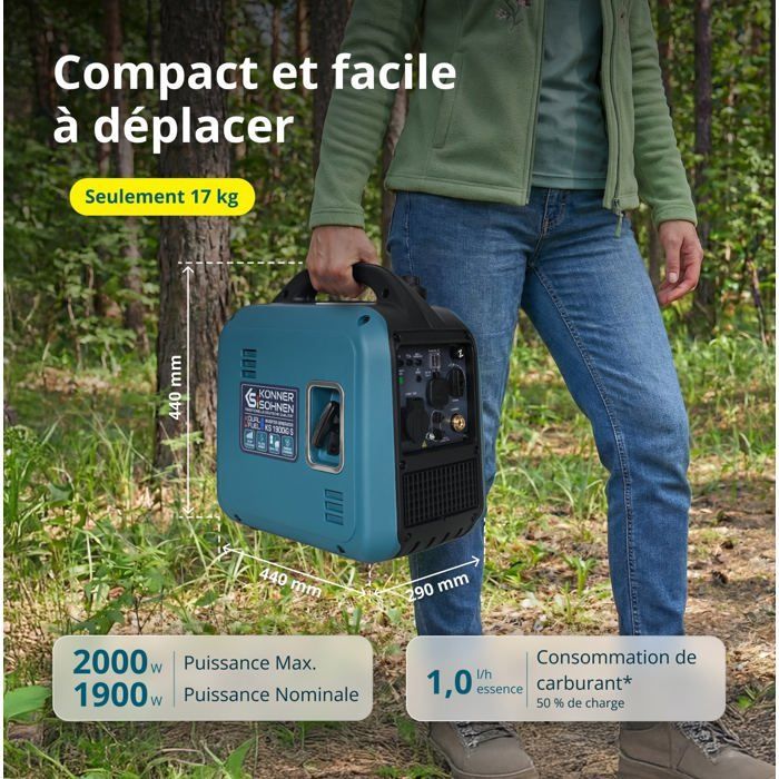 Inverter (gas/essential) 2.0 kW Könner & Söhnen KS 1900iG S Eco-Mode Portable