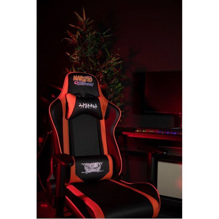 Cadeira gamer premium para escritório - KONIX - Naruto Hokage Shippuden - Reclinação de 150° - Couro - Almofada lombar e cervical