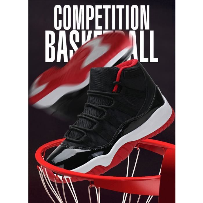 Baskets montante Garçon Jeune Chaussures de sport en maille Respirant Antidérapant Gym - Rouge