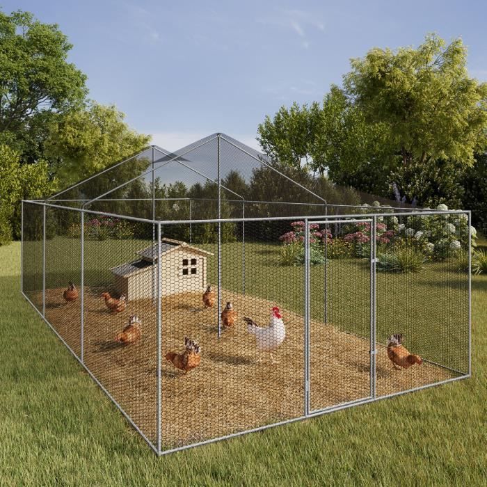IDMARKET Aviario de 18 m², recinto de alambre de 6 x 3 m, gallinero para aves de corral.