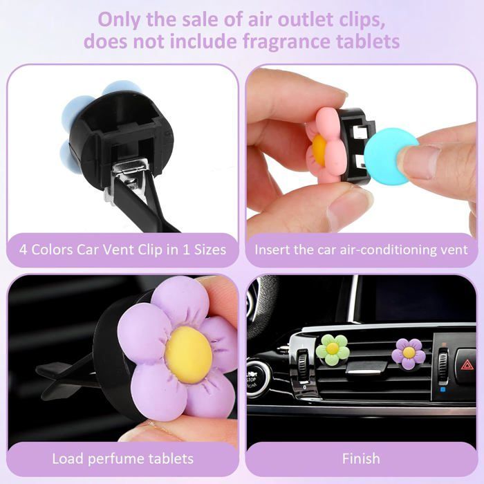 Juego de 8 ambientadores para coche con forma de margarita - Accesorios para coche - Accesorios de decoración para coche de mujer