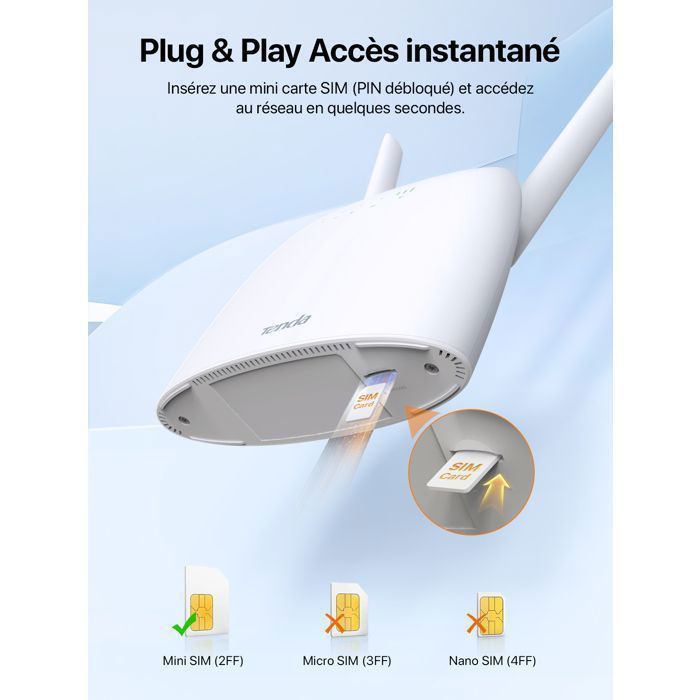 Tenda 4G06 4G LTE VoLTE WiFi N300Mbps Router – Up to 150 Mbps – 32 Devices – RJ11 & LAN/WAN Ports – Plug & Play