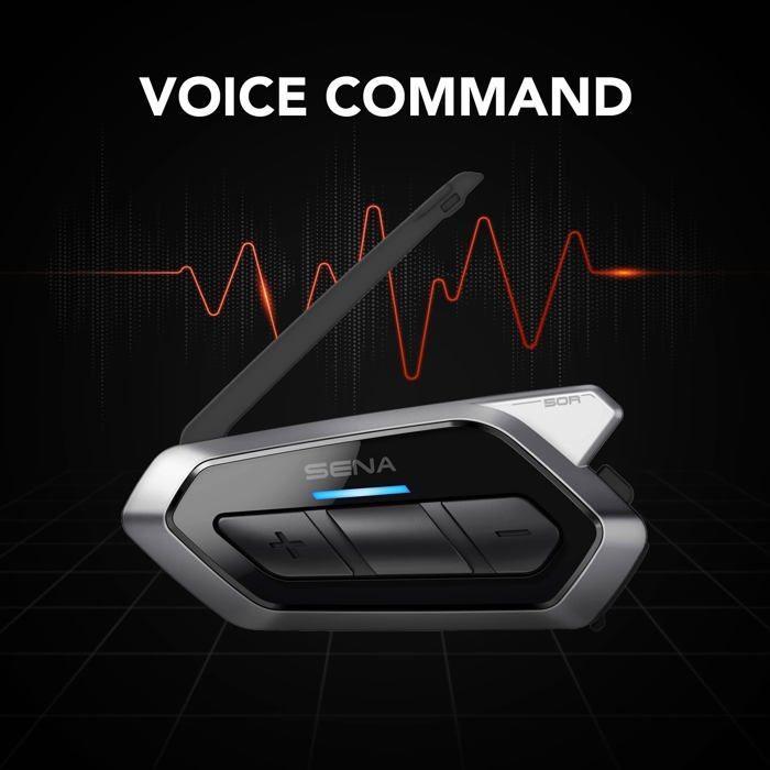 Intercomunicador - Sena - 50R-02 - Bluetooth 5.0 - Alcance de 8000m - Autonomia da bateria de 13h