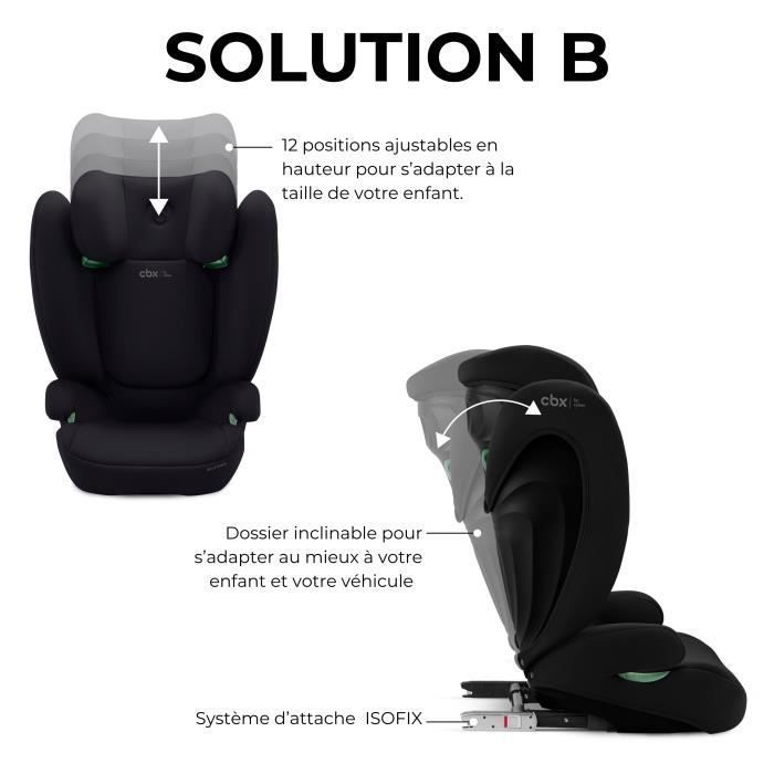 Seggiolino auto Cybex CBX Solution B i-Fix per bambini dai 3 ai 12 anni, da 15 a 50 kg e da 100 a 150 cm di altezza - Nero