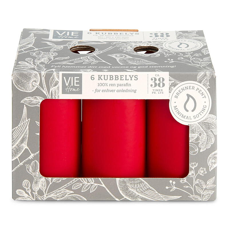 Vie Home Kublampa 6-pack 6x11 cm röd
