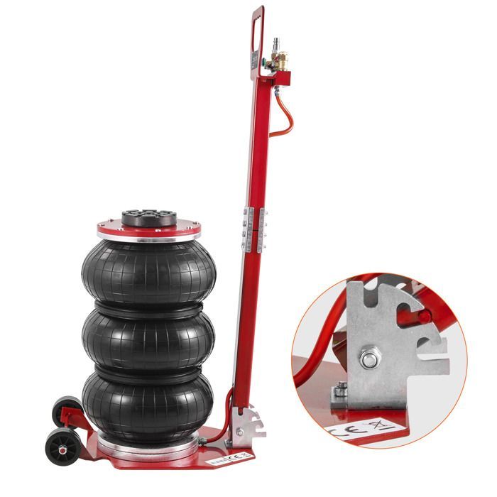 Gato neumático de triple bolsa - Duoku - 3 toneladas - Seis tubos de acero - Gato neumático rápido (3-5 segundos) - para coches y talleres.